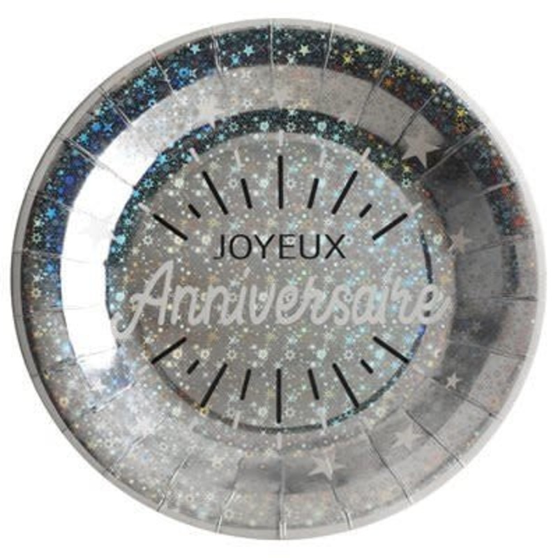 Assiettes 9Po (10) - Joyeux Anniversaire Argent