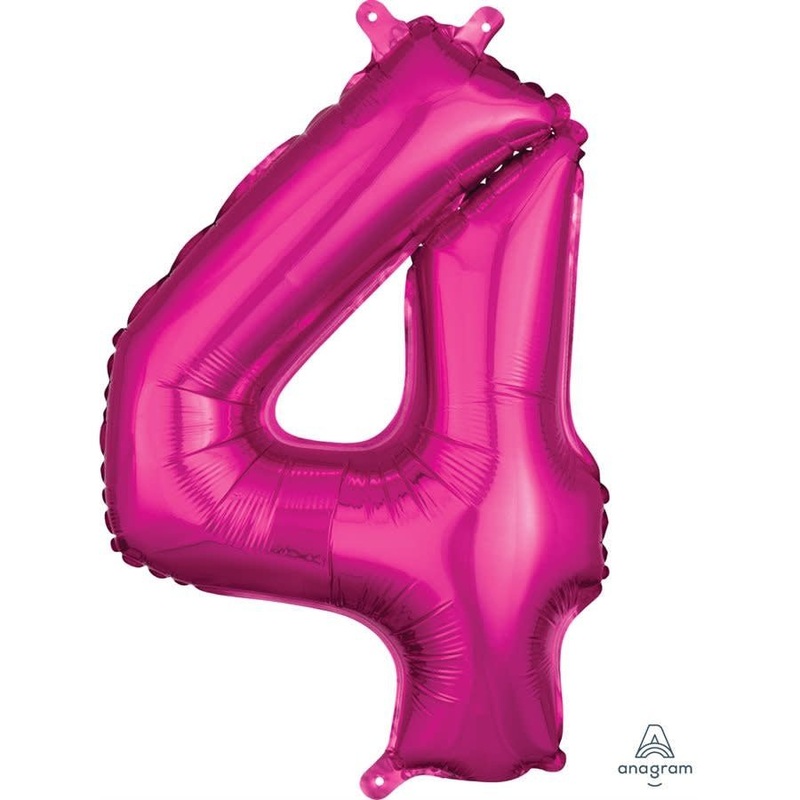 Ballon Mylar 16" - Nombre 4 Magenta