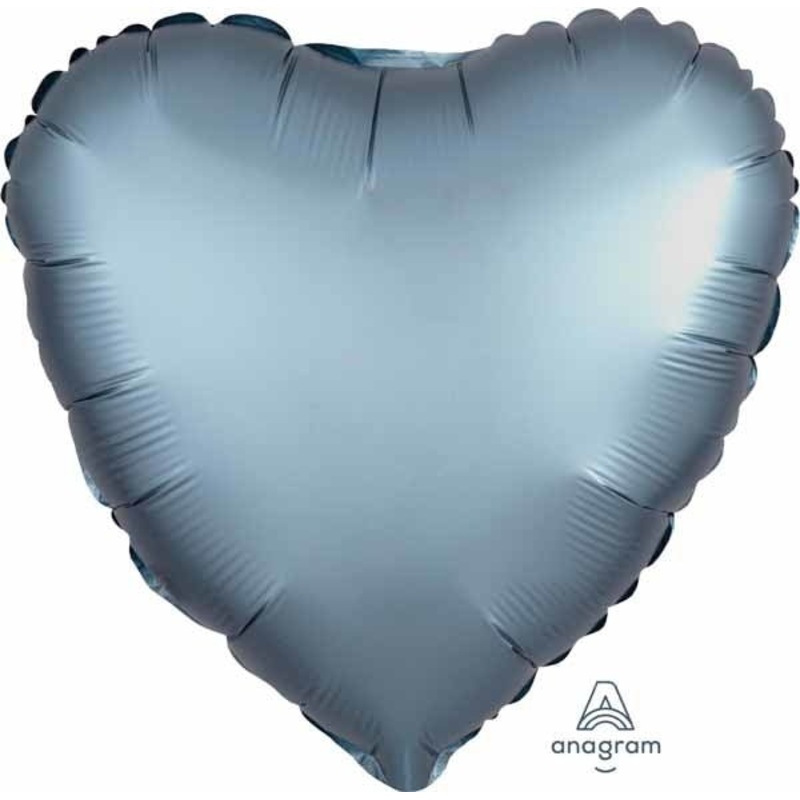 Ballon Mylar 18Po - Coeur Satin - Bleu Acier