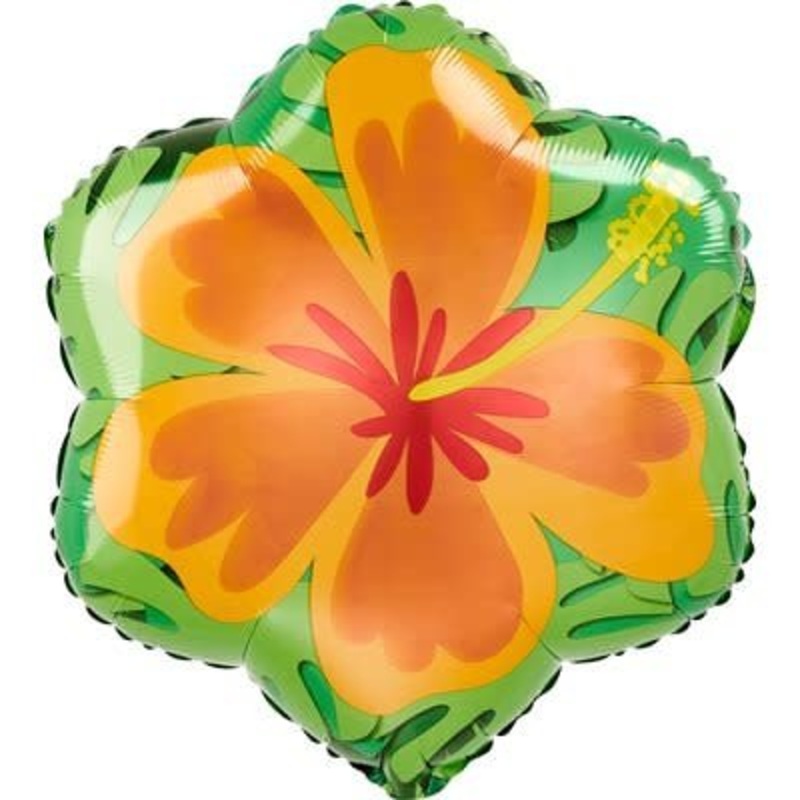 Ballon Mylar 18Po - Hibiscus Orange Et Mauve