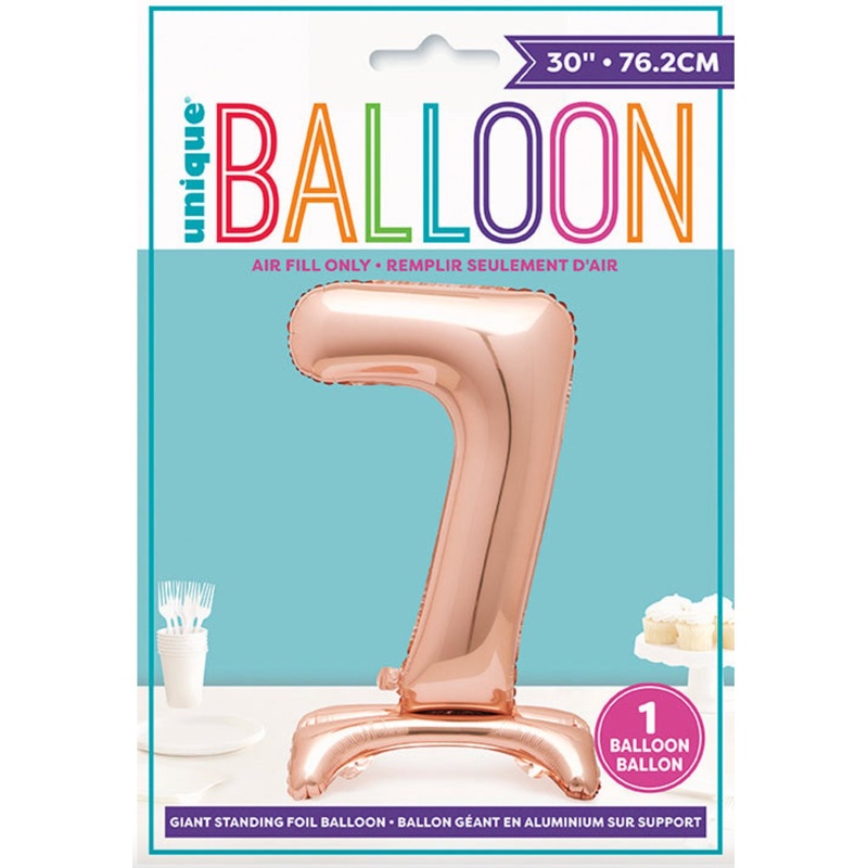 Ballon Mylar Centre De Table - Chiffre 7 Rosegold