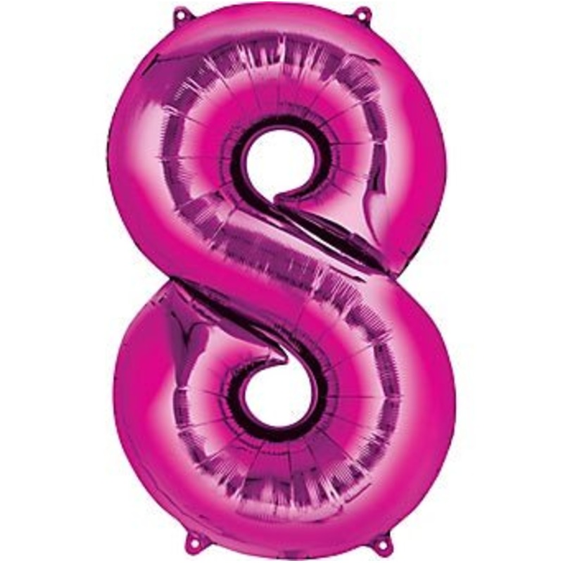 Ballon Mylar Supershape - Nombre 8 Magenta
