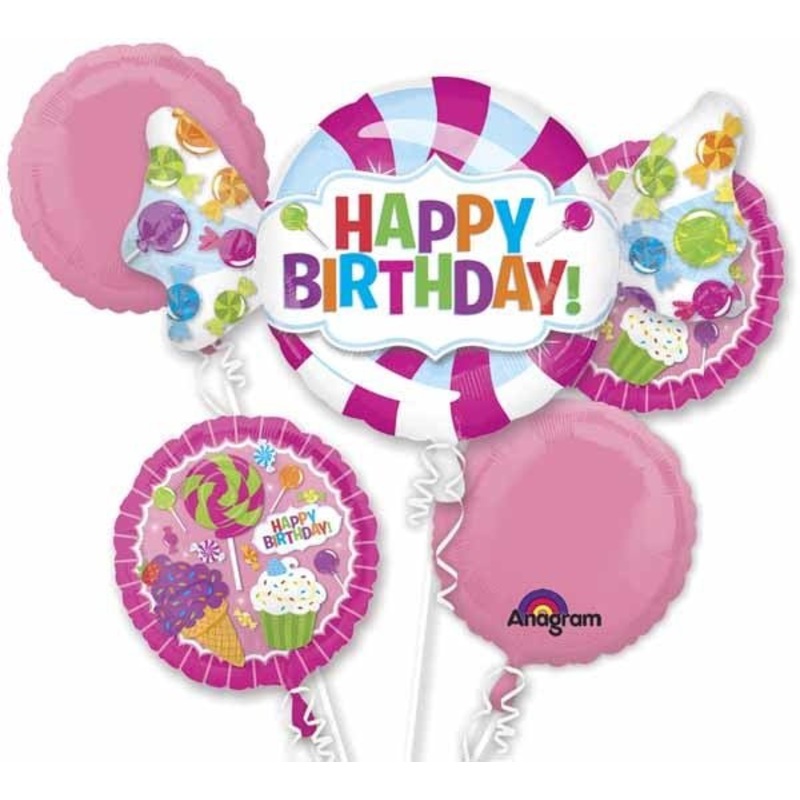 Bouquet De 5 Ballons Mylar - Bonbons