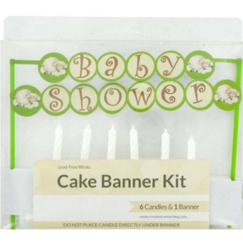 Chandelles Avec Bannire - "Baby Shower" Moutons Enormis