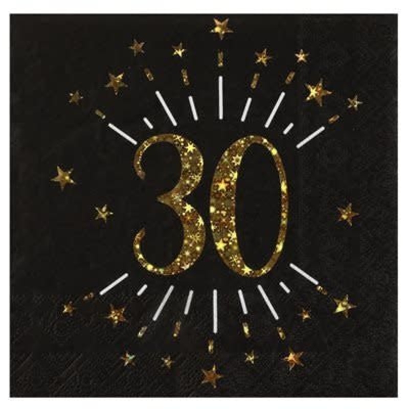 Serviettes De Table tincelant Or Noir 30 Ans (10)