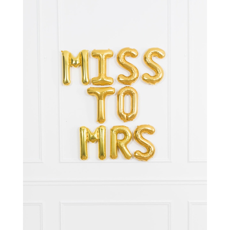 16in Gold MISS TO MRS Foil Balloon Set