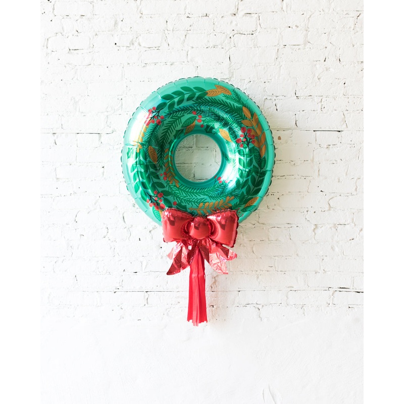 30in Wreath Foil Balloon with Red Skirt