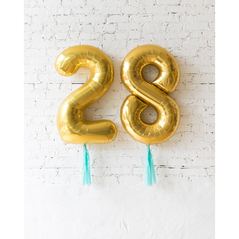 34in Gold Foil Numbers with Mint Skirts
