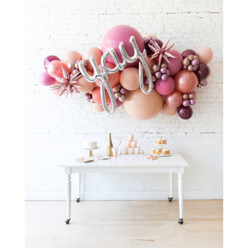 Berry Blush - Yay Script Backdrop Balloon Garland Install Piece - 6ft