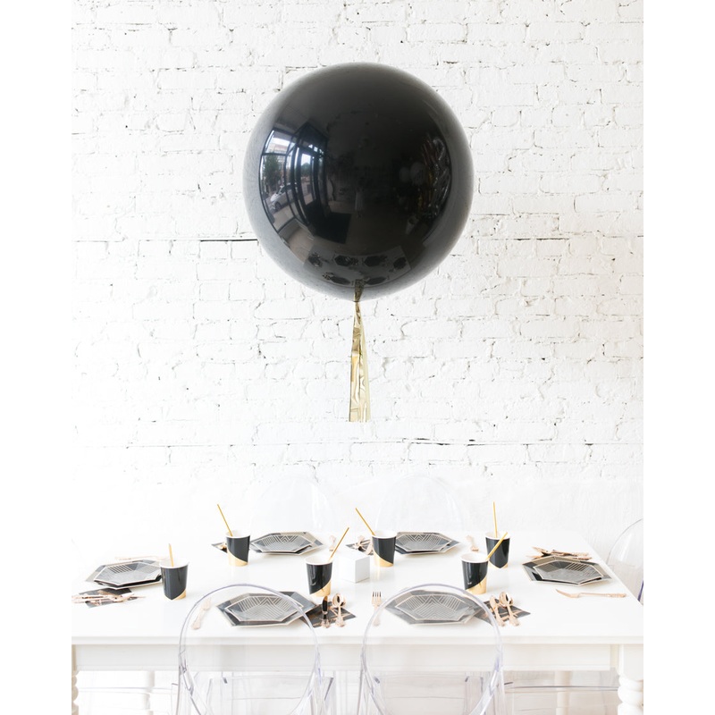 Black Giant Balloon and Gold Skirt Centerpiece