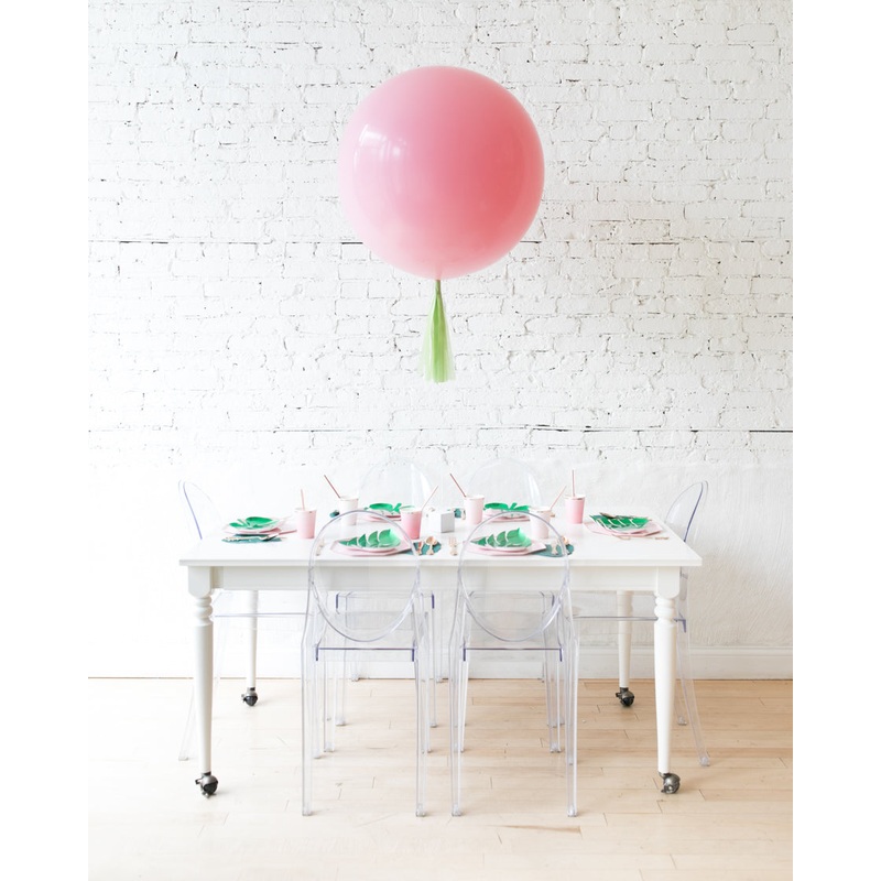 Bubblegum Pink Giant Balloon with Matcha Skirt Centerpiece