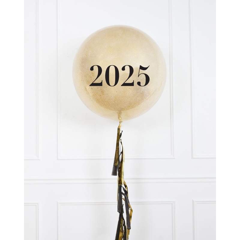 New Year's Eve - 2025 Glitter Giant Balloon with Tassel - Set of 2