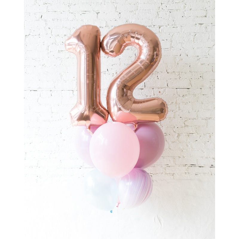 Unicorn Theme - Double-Digit Foil Number and Latex Balloons - bouquet of 8