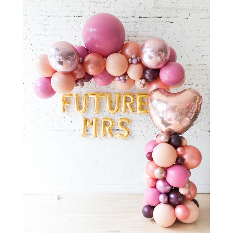 Berry Blush - Floating Balloon Arch, Foil letters & Balloon Column Set