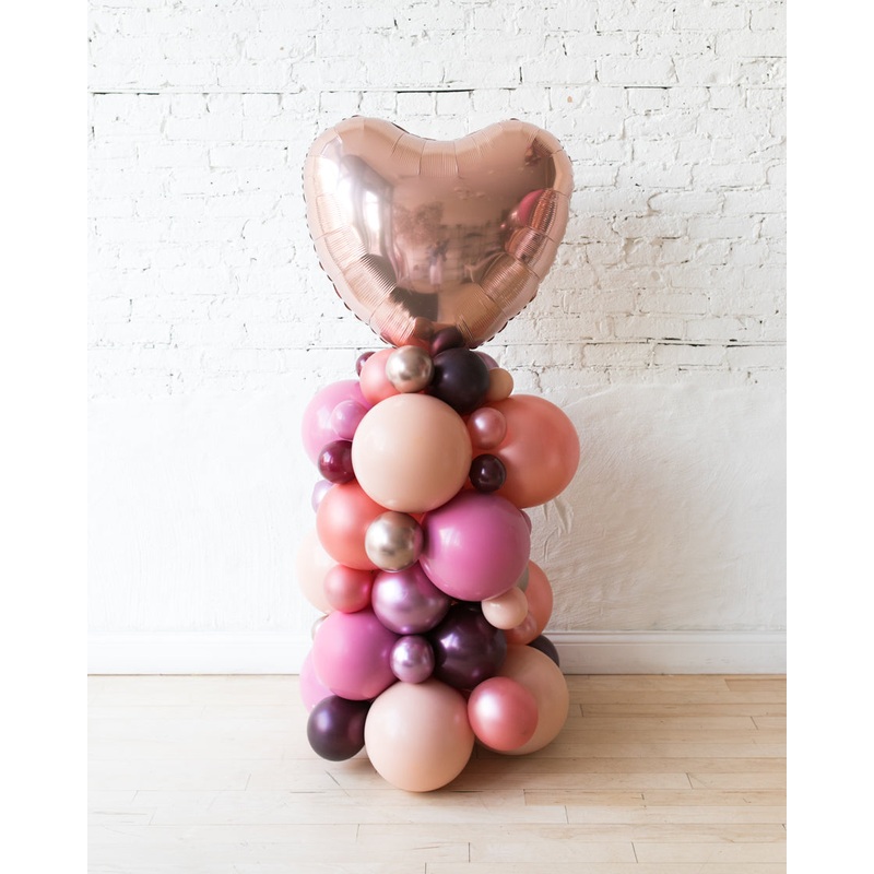 Berry Blush - Heart Balloon Column - 4ft