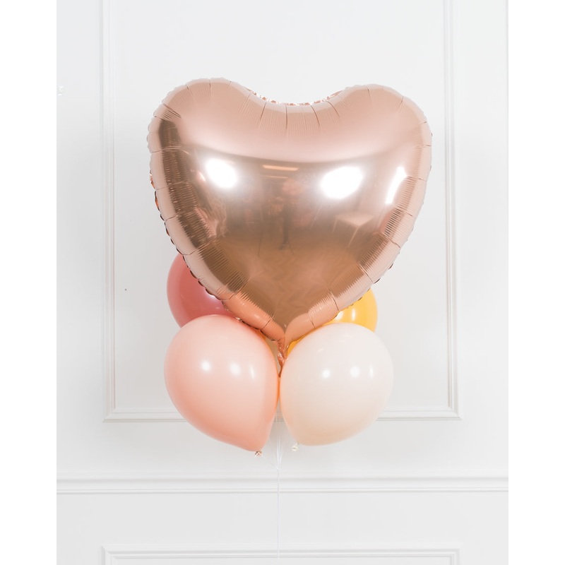 Boho Rainbow Party - Heart Foil and 11in Balloons - bouquet of 7