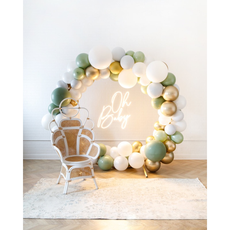 Botanical - Circle Frame Install Piece with Neon Sign