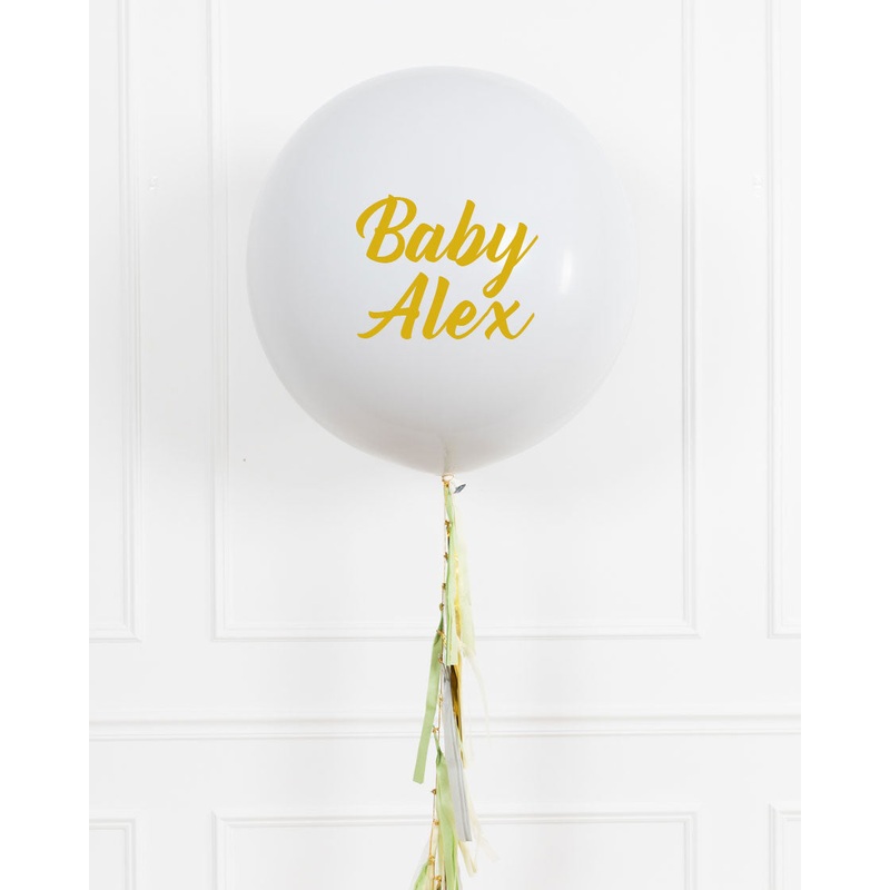 Botanical - Personalized BABY NAME Giant Balloon with Tassel