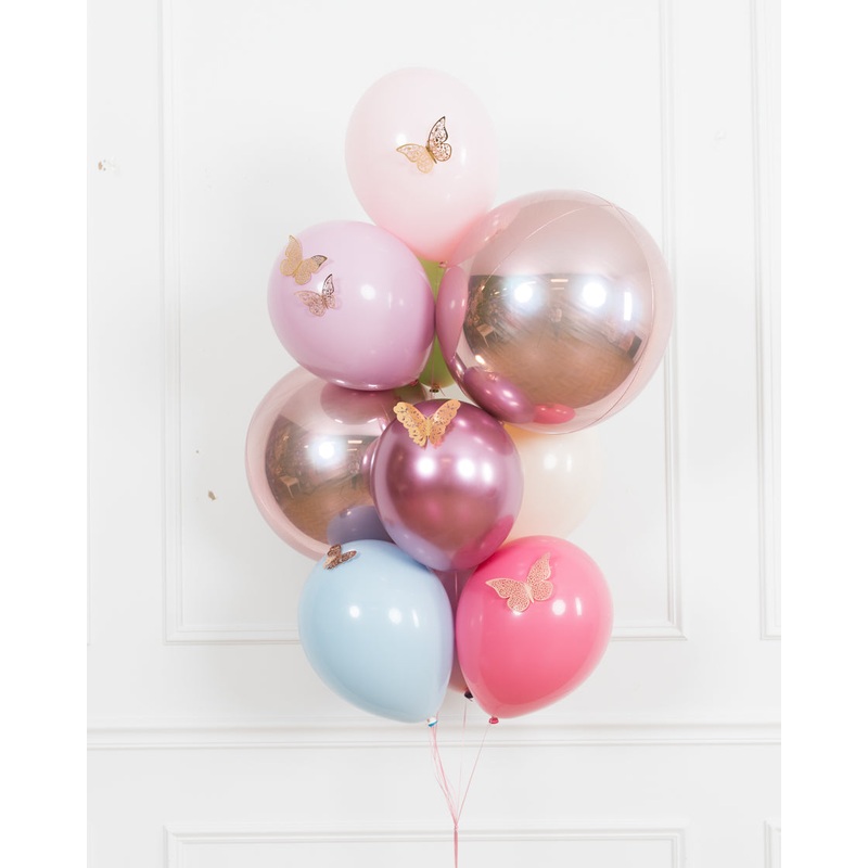 Butterfly Garden - Orbs and 11in Balloons - bouquet of 10