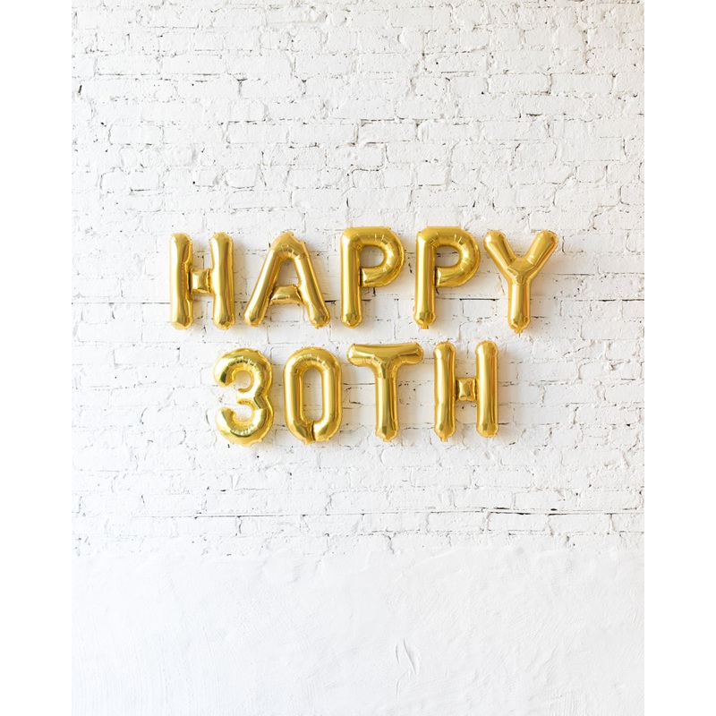 16in Gold Happy Number Birthday Foil Balloon Set