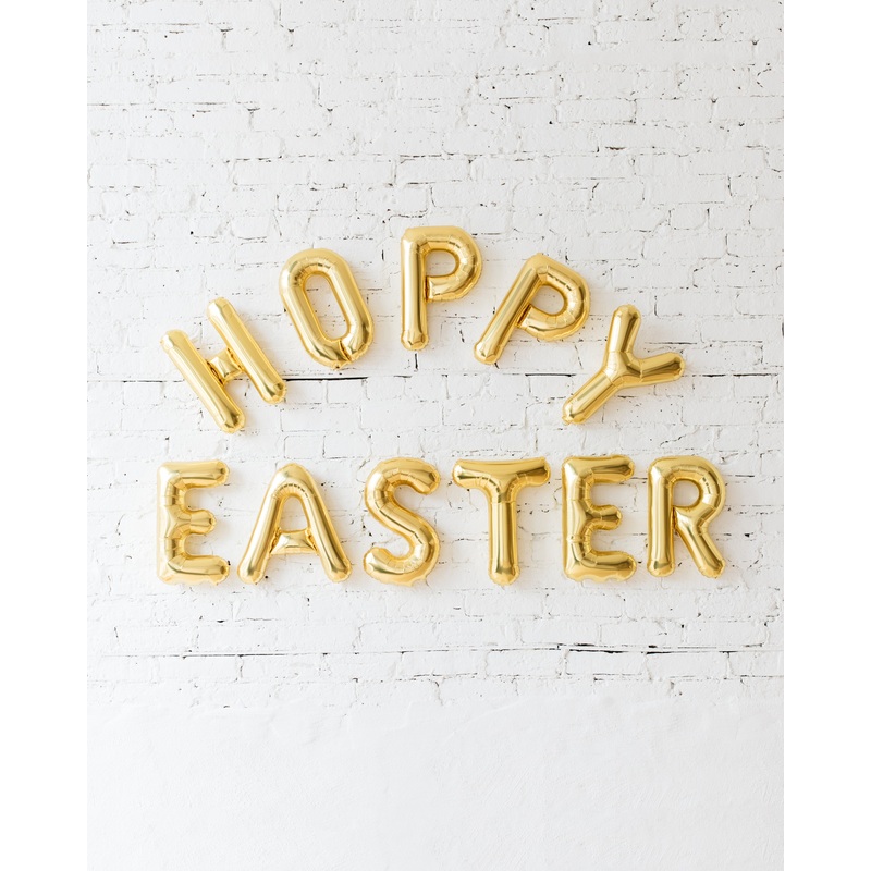 16in Gold HOPPY EASTER Foil Letters Set