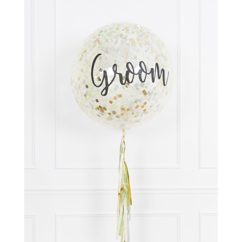 Botanical - GROOM Confetti Giant Balloon with Tassel
