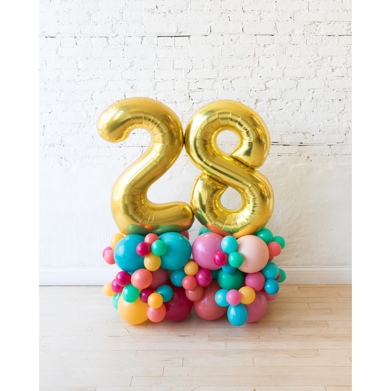 Tropical Time - Foil Number on Balloon Pedestal - 3ft