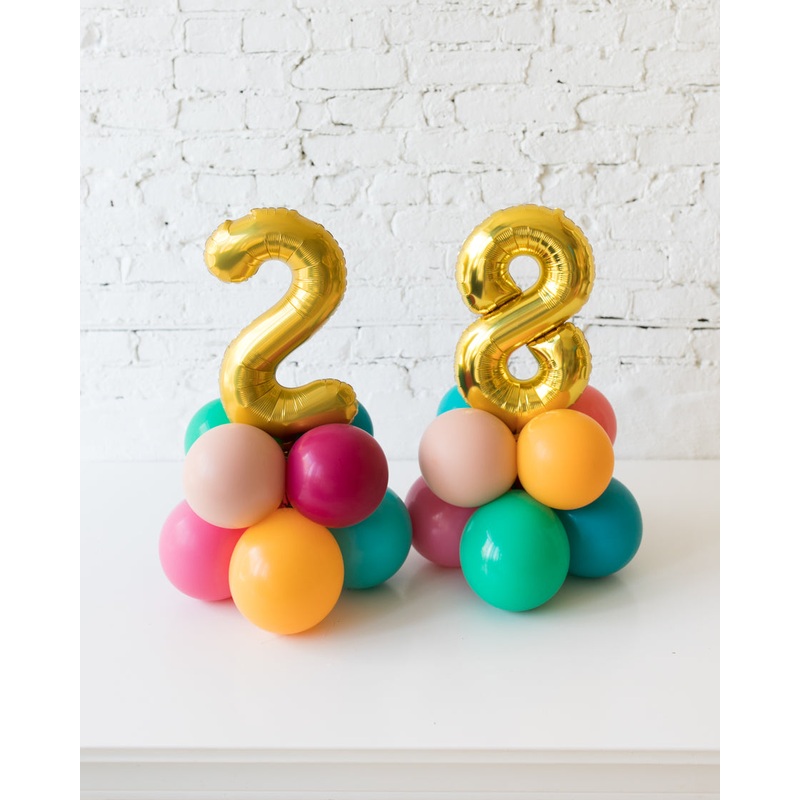 Tropical Time - Tabletop Foil Number on Balloon Base - 1.5ft