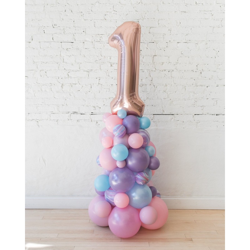 Unicorn Theme - Customizable Foil Number Balloon Column - 4ft