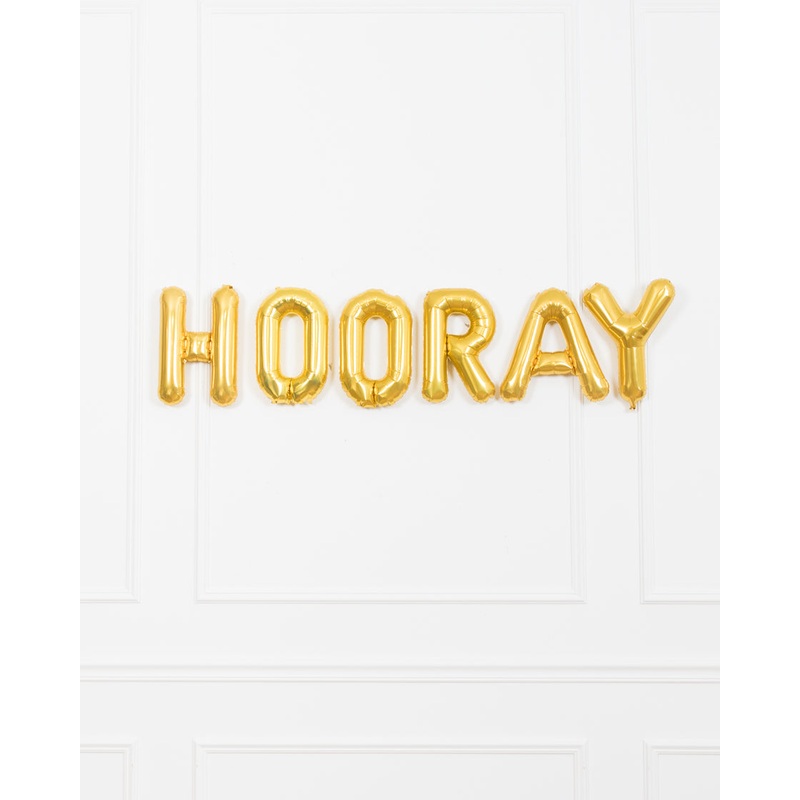 16in Gold Hooray Foil Balloon Set