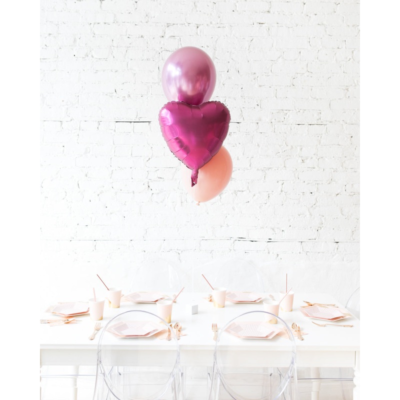 Berry Blush - Foil and 11in Balloons Centerpiece - bouquet of 3