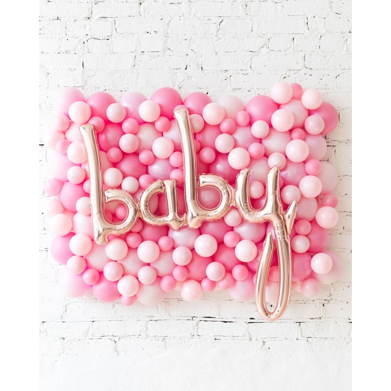 Shades of Pink Palette Baby Script Balloon Backdrop Board - small