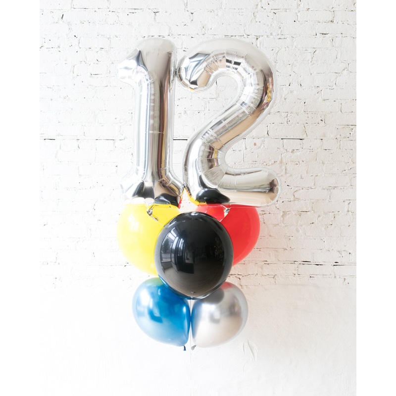 Superhero Theme - Double Digit Foil and Latex Balloon - bouquet of 8