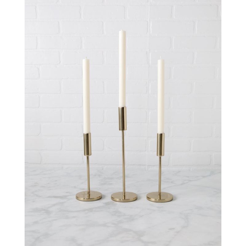 White - Candles with Gold Candlesticks (set of 3)