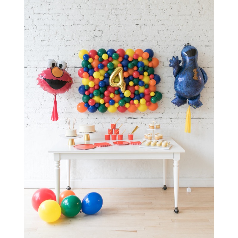 Sesame Street Theme - Balloon Board, Elmo & Cookie Monster Foil Balloons Set