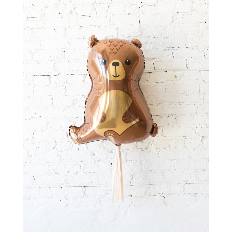 Woodland Bear Foil Balloon with Blush Skirt