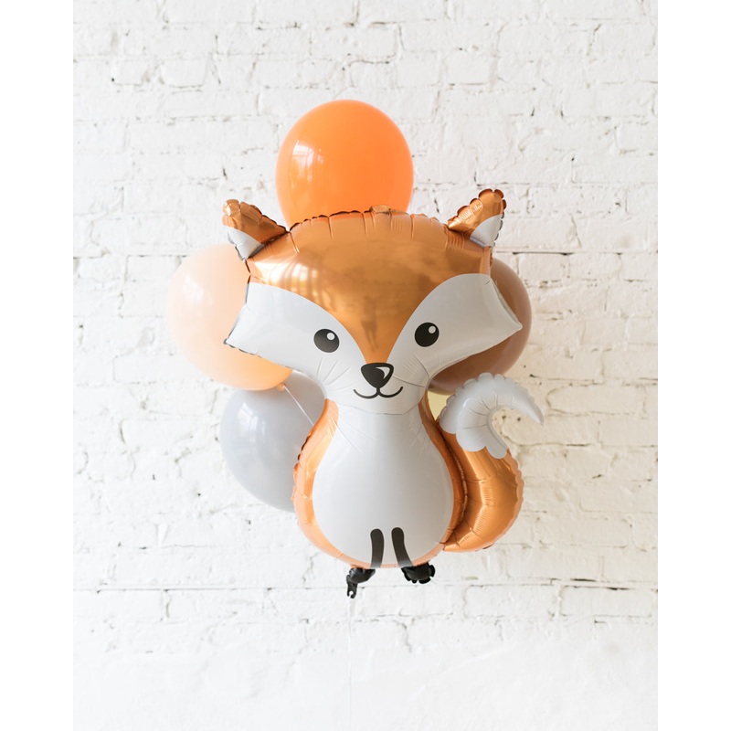 Woodland Theme - Fox Foil and 11in Balloons - bouquet of 7
