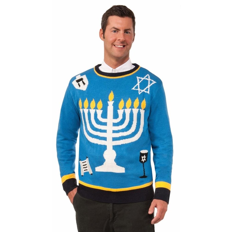 Adult Outrageous Blue Ugly Hanukkah Sweater