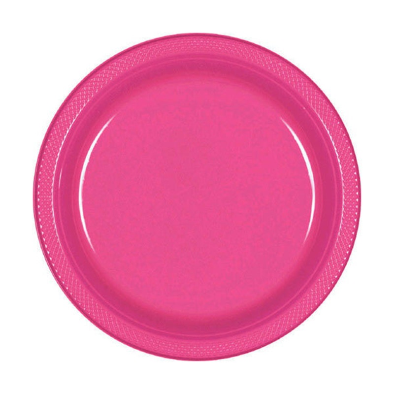 Bright Pink 7in Round Luncheon Plastic Plates