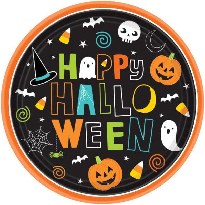 Big Party Pack Hallo-ween Friends 9in Round Dinner Paper Plates 60ct