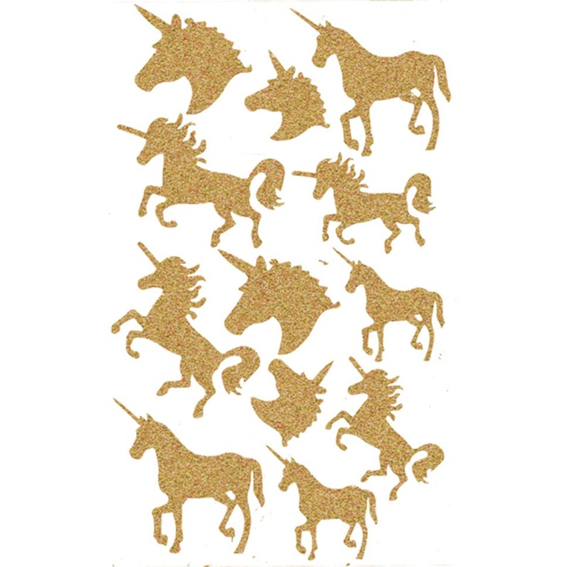 Unicorn Stickers Gold Diamond 12 Ct
