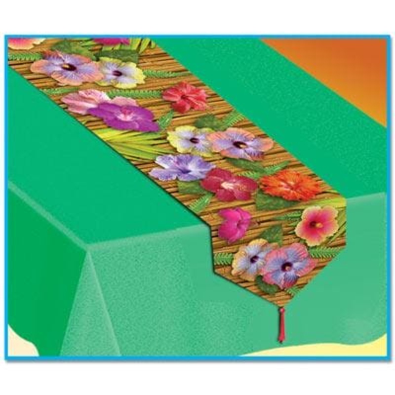 Tropical Flowers Luau Table Runner