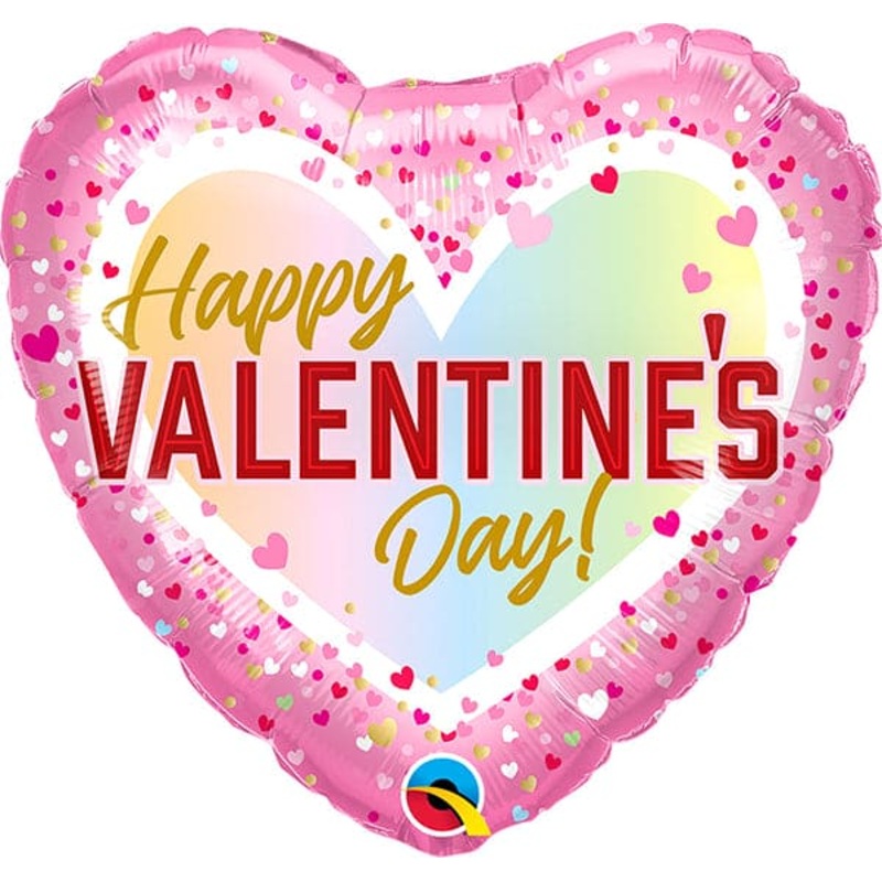 Valentine Confetti Pink Ombre Heart 18in Metallic Balloon
