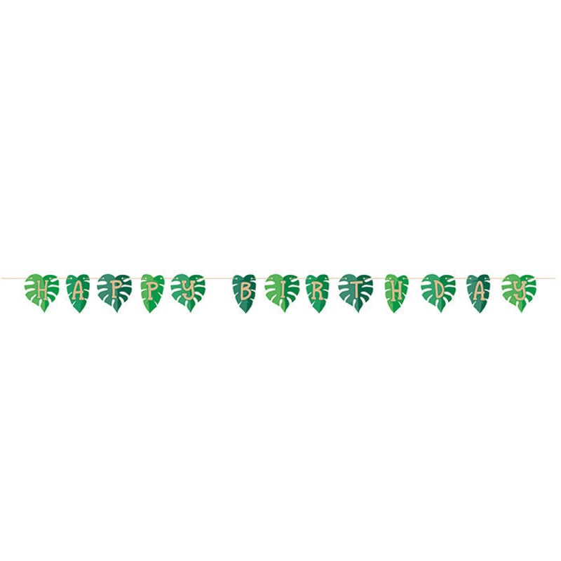12 pc Bulk Jungle Leaf Happy Birthday Banners