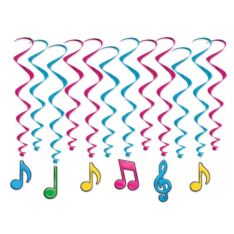 72 Pack Beistle Neon Musical Notes Party Whirls