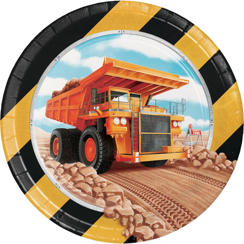 Big Dig Construction Paper Dessert Plates (8/Pkg)