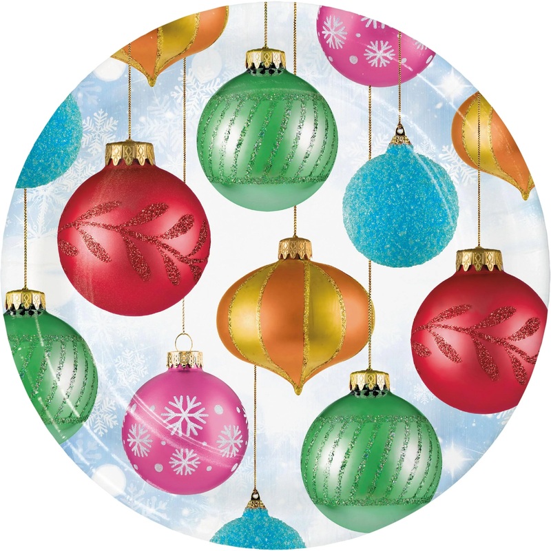 Bulk Pack of 24 Bright Ornaments 7" Dessert Plates