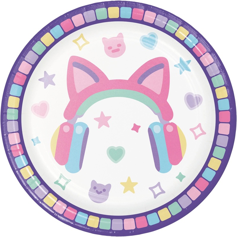 Bulk Pack of 24 Gamer Girl 7" Paper Dessert Plates
