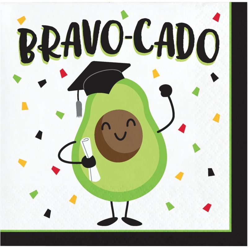 Bulk Pack of 48 Graduation Fun Bravocado Beverage Napkins
