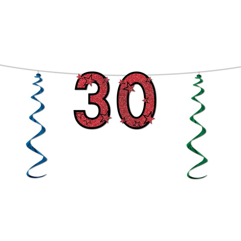 12 Pack Beistle 30th Birthday Party Glittered Streamer